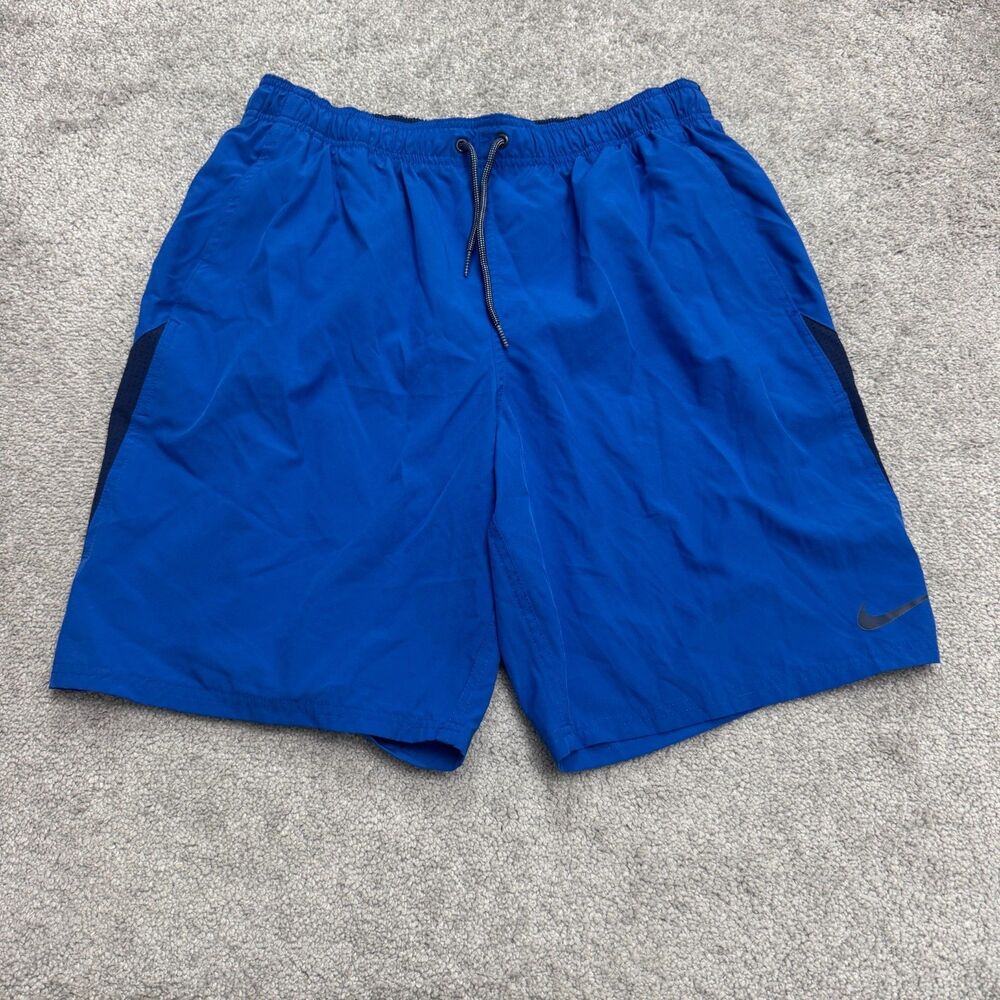 Nike Swim Valley Trunks Shorts Mens Large Blue Lined Elastic Waist Activewear